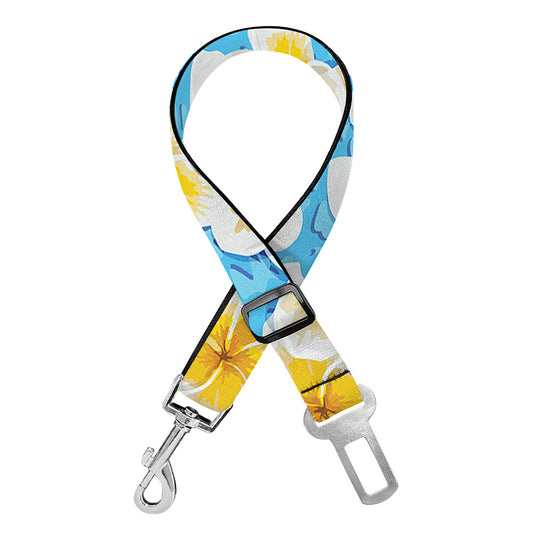 Frangipani On The Water Pattern Print Dog Seat Belt