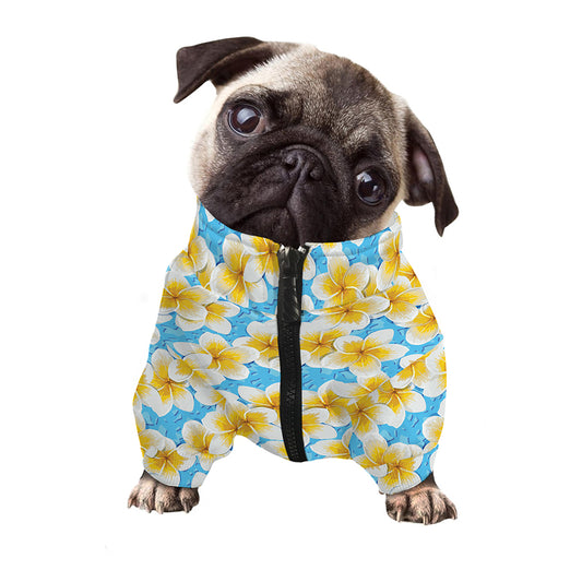 Frangipani On The Water Pattern Print Dog Zip Up Jacket