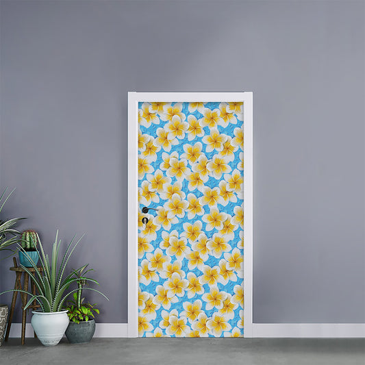 Frangipani On The Water Pattern Print Door Sticker