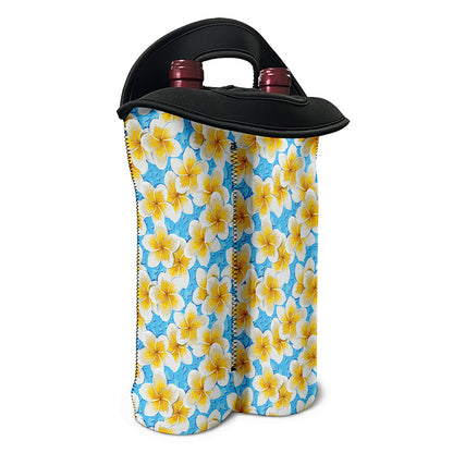 Frangipani On The Water Pattern Print Double Neoprene Wine Tote
