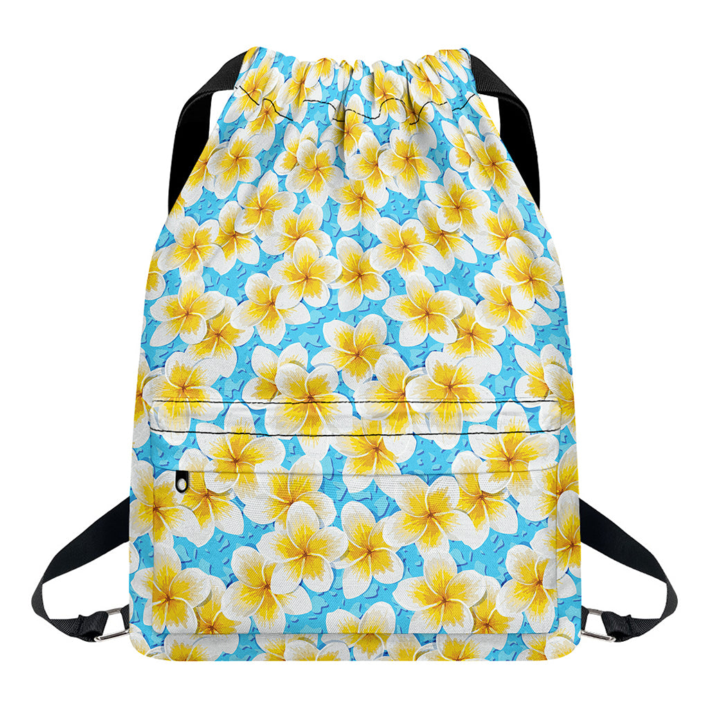 Frangipani On The Water Pattern Print Drawstring Backpack