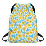 Frangipani On The Water Pattern Print Drawstring Backpack