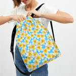 Frangipani On The Water Pattern Print Drawstring Backpack