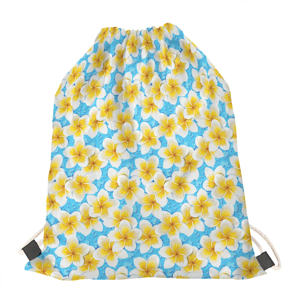 Frangipani On The Water Pattern Print Drawstring Bag