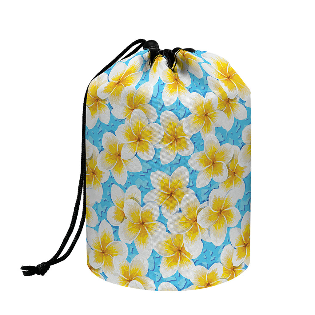 Frangipani On The Water Pattern Print Drawstring Makeup Bag