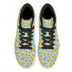 Frangipani On The Water Pattern Print High Top Leather Sneakers