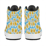Frangipani On The Water Pattern Print High Top Leather Sneakers