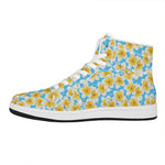 Frangipani On The Water Pattern Print High Top Leather Sneakers