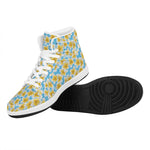 Frangipani On The Water Pattern Print High Top Leather Sneakers