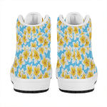 Frangipani On The Water Pattern Print High Top Leather Sneakers