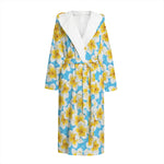 Frangipani On The Water Pattern Print Hooded Bathrobe
