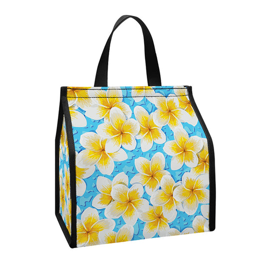 Frangipani On The Water Pattern Print Insulated Lunch Tote