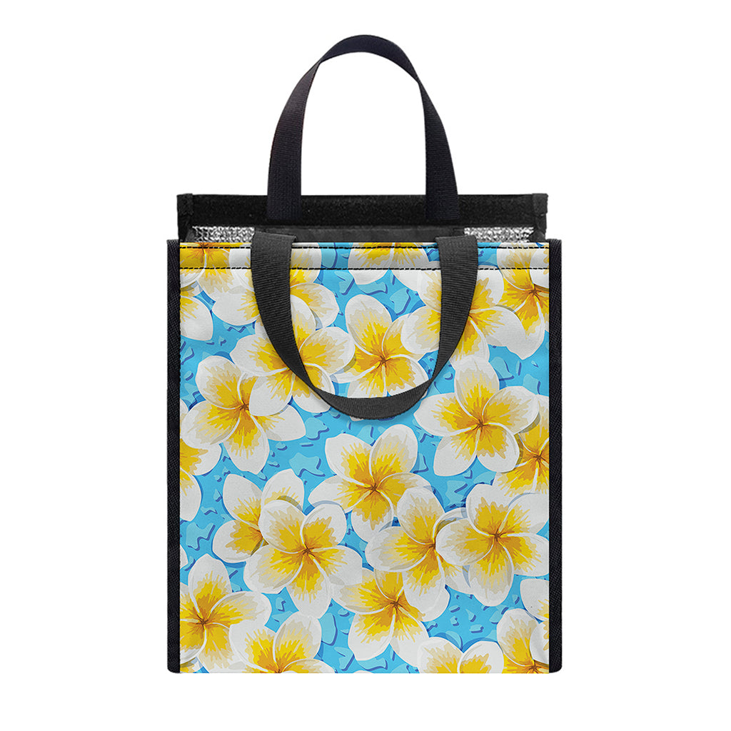 Frangipani On The Water Pattern Print Insulated Lunch Tote