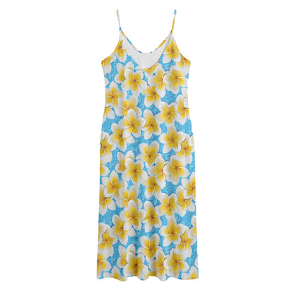 Frangipani On The Water Pattern Print Jersey Midi Cami Dress