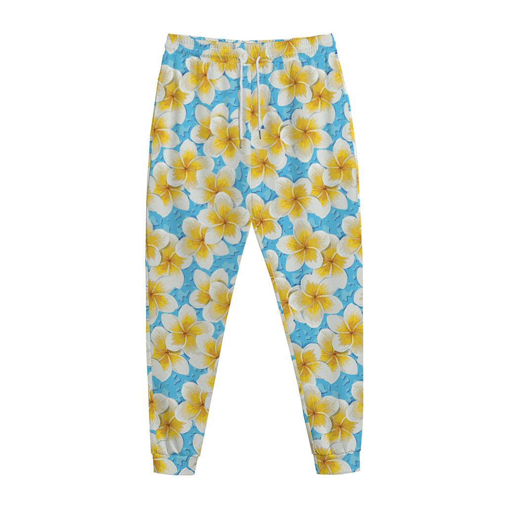 Frangipani On The Water Pattern Print Jogger Pants