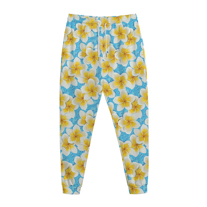Frangipani On The Water Pattern Print Jogger Pants