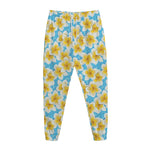 Frangipani On The Water Pattern Print Jogger Pants