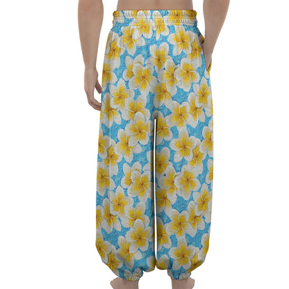 Frangipani On The Water Pattern Print Lantern Pants