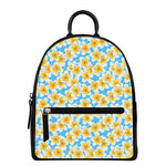 Frangipani On The Water Pattern Print Leather Backpack