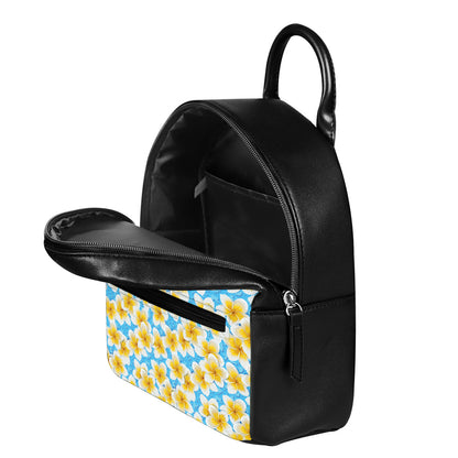 Frangipani On The Water Pattern Print Leather Backpack