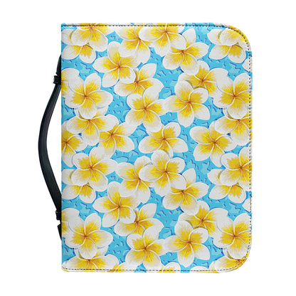 Frangipani On The Water Pattern Print Leather Bible Cover