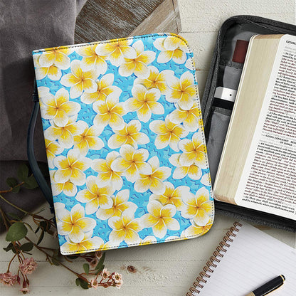 Frangipani On The Water Pattern Print Leather Bible Cover