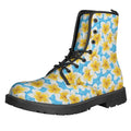 Frangipani On The Water Pattern Print Lace-Up Boots