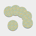Frangipani On The Water Pattern Print Leather Coaster Set