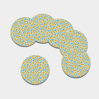 Frangipani On The Water Pattern Print Leather Coaster Set