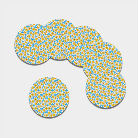 Frangipani On The Water Pattern Print Leather Coaster Set
