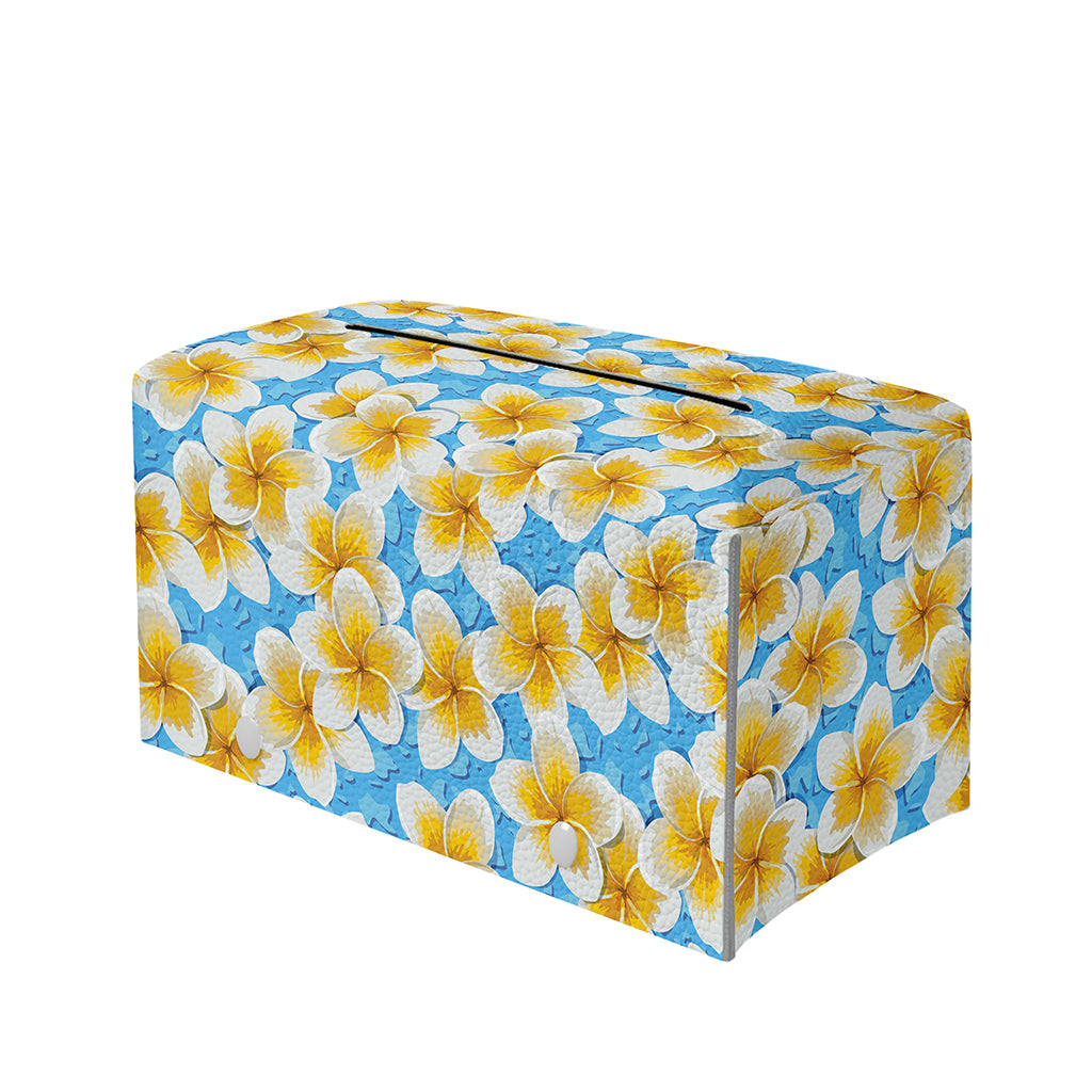 Frangipani On The Water Pattern Print Leather Tissue Box Cover