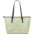 Frangipani On The Water Pattern Print Leather Tote Bag With Zipper