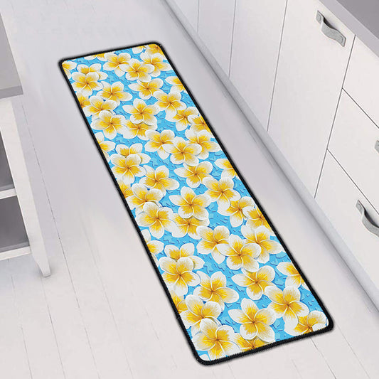 Frangipani On The Water Pattern Print Long Kitchen Mat