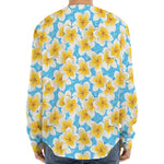 Frangipani On The Water Pattern Print Long Sleeve Baseball Jersey