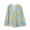 Frangipani On The Water Pattern Print Long Sleeve Short Coat