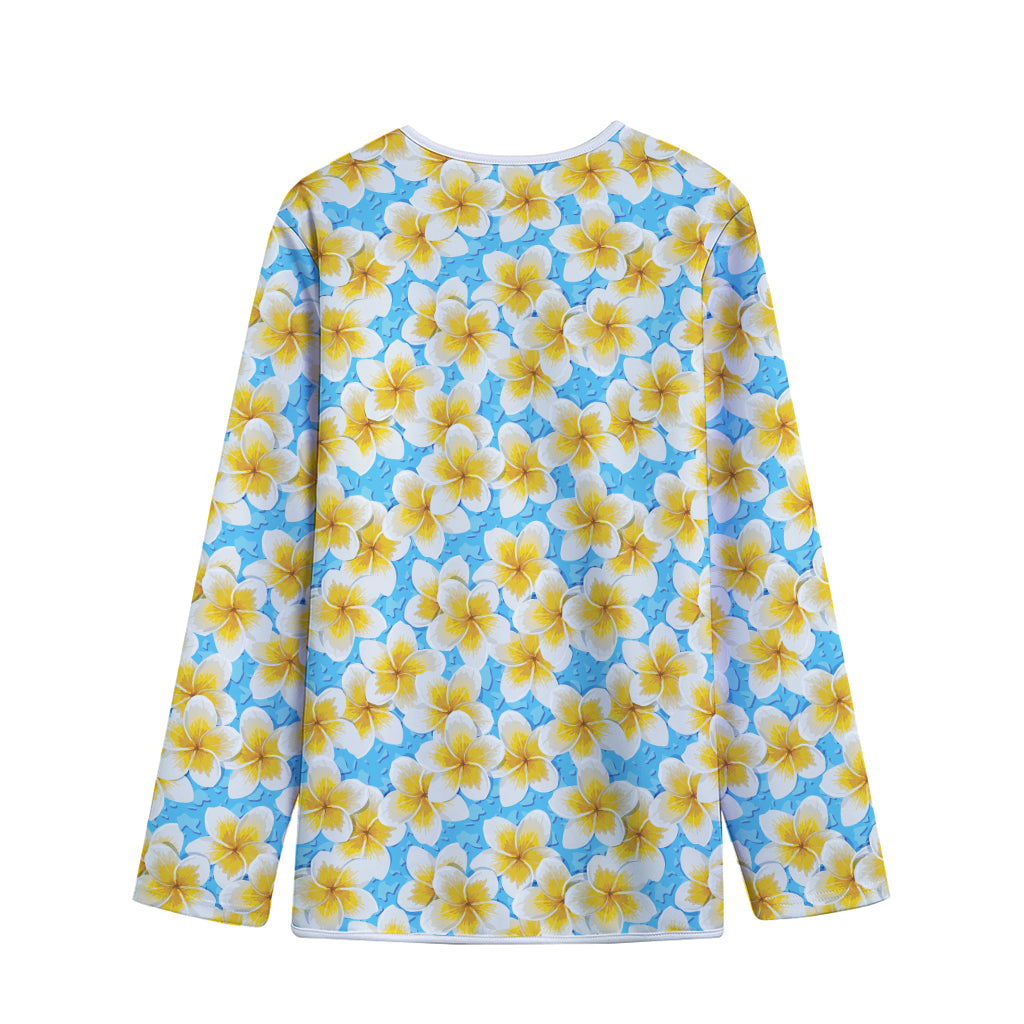 Frangipani On The Water Pattern Print Long Sleeve Short Coat