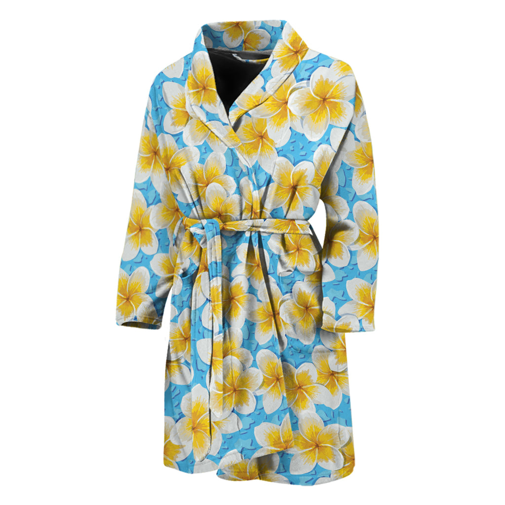 Frangipani On The Water Pattern Print Men's Bathrobe