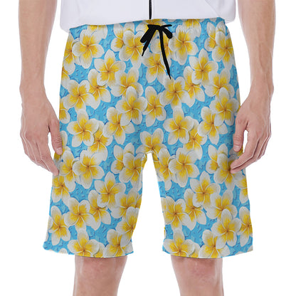 Frangipani On The Water Pattern Print Men's Beach Shorts