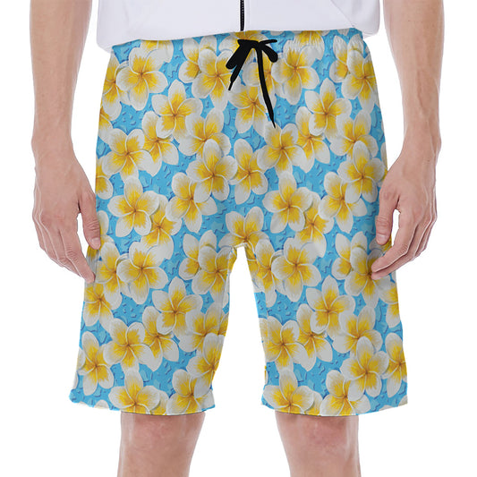Frangipani On The Water Pattern Print Men's Beach Shorts
