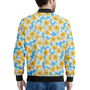 Frangipani On The Water Pattern Print Men's Bomber Jacket