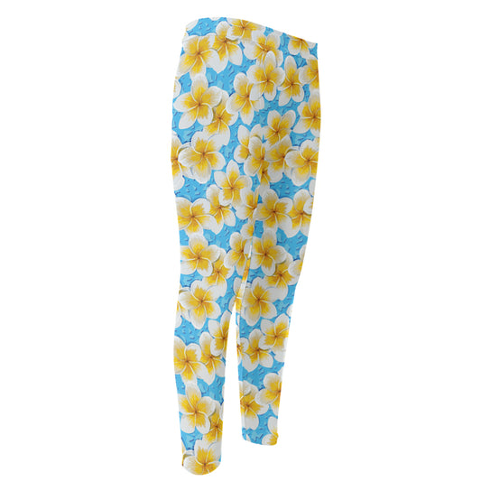 Frangipani On The Water Pattern Print Men's Compression Pants