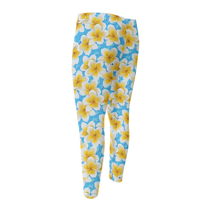 Frangipani On The Water Pattern Print Men's Compression Pants