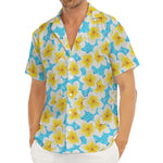 Frangipani On The Water Pattern Print Men's Deep V-Neck Shirt