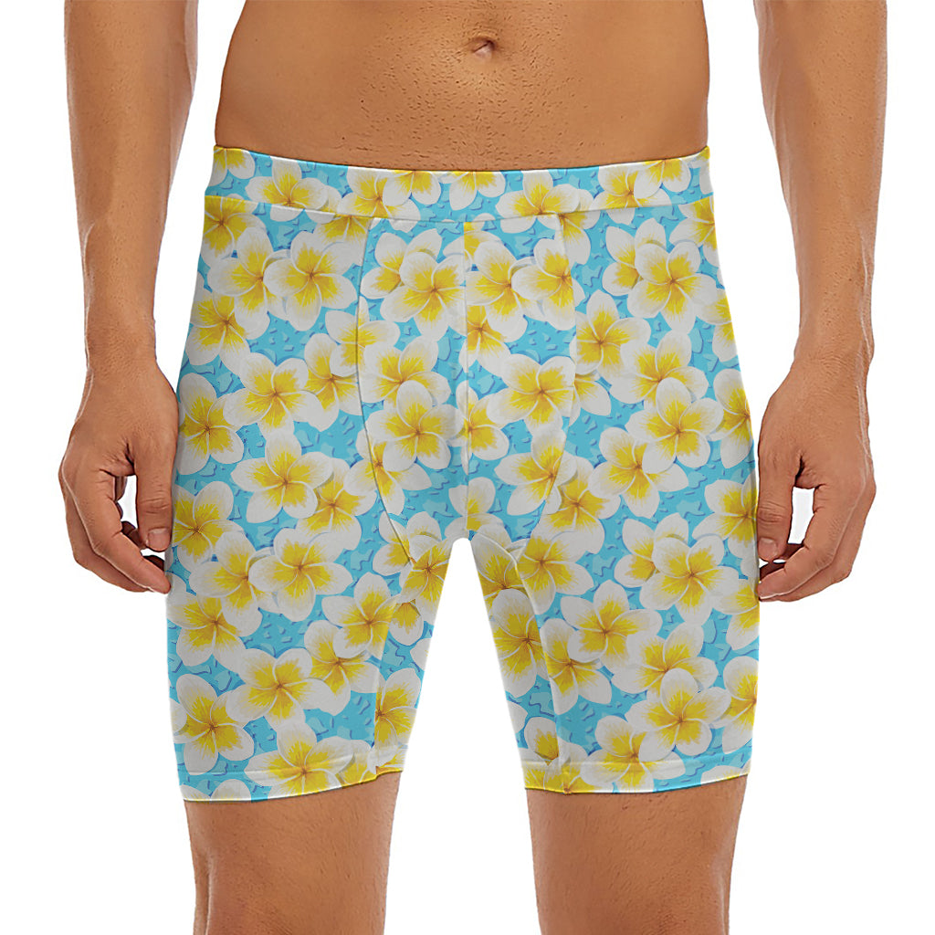 Frangipani On The Water Pattern Print Men's Long Boxer Briefs