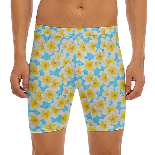 Frangipani On The Water Pattern Print Men's Long Boxer Briefs