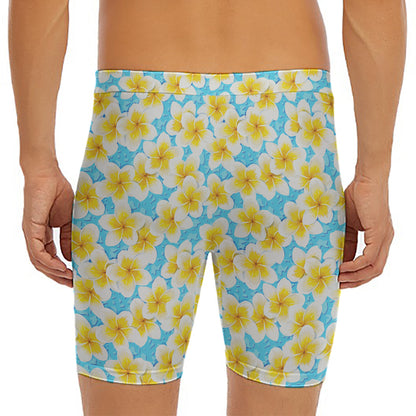 Frangipani On The Water Pattern Print Men's Long Boxer Briefs