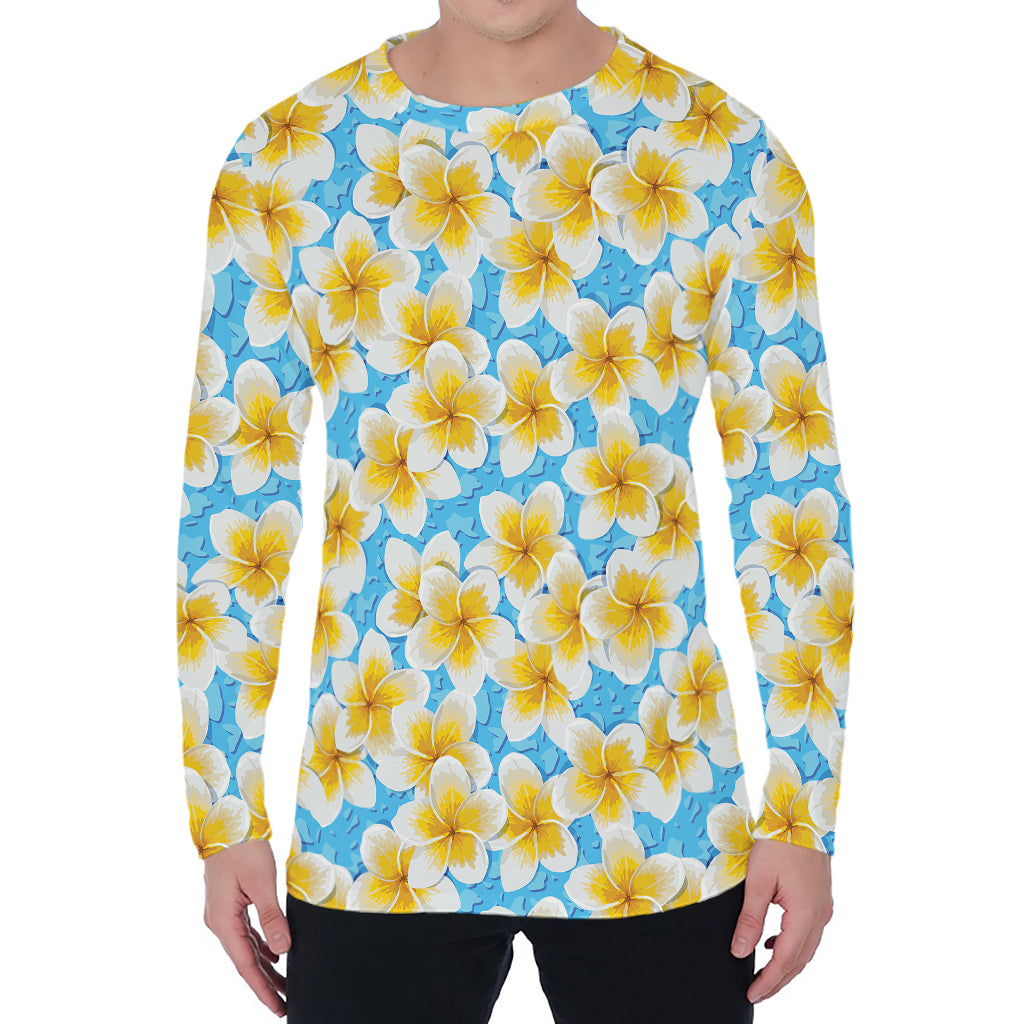 Frangipani On The Water Pattern Print Men's Long Sleeve T-Shirt