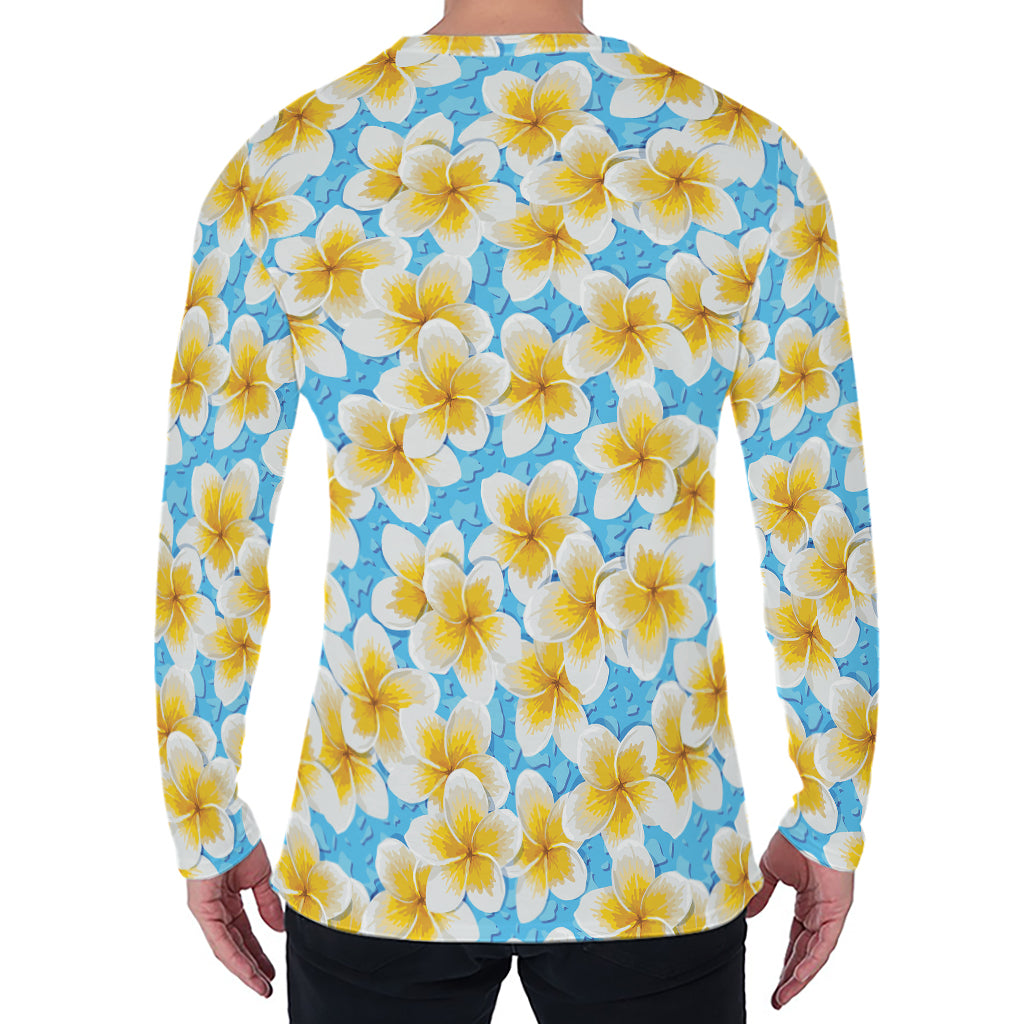 Frangipani On The Water Pattern Print Men's Long Sleeve T-Shirt