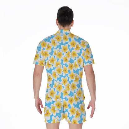 Frangipani On The Water Pattern Print Men's Rompers