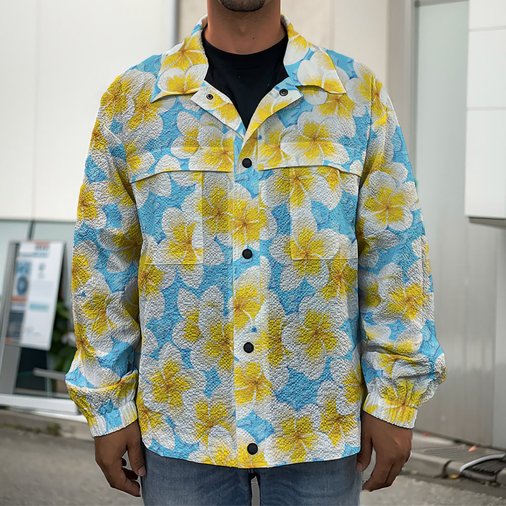 Frangipani On The Water Pattern Print Men's Shirt Jacket